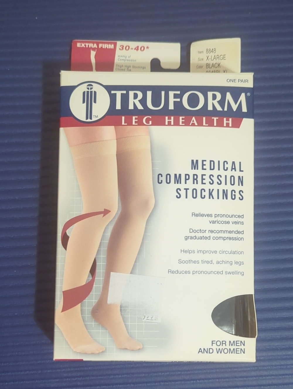 Truform Medical Compression Thigh High.tockings - Black (Men And Women) XL 30-40